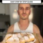 niko holding freshly cooked bougatsa