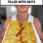 tray of kataifi rolls ready for eating