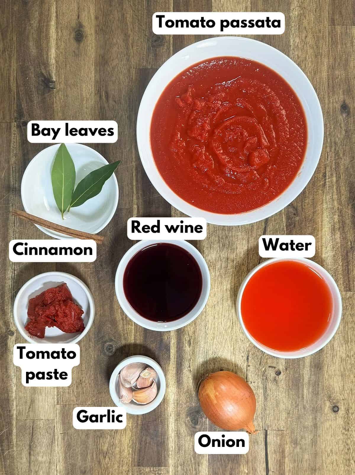 ingredients for the tomato sauce