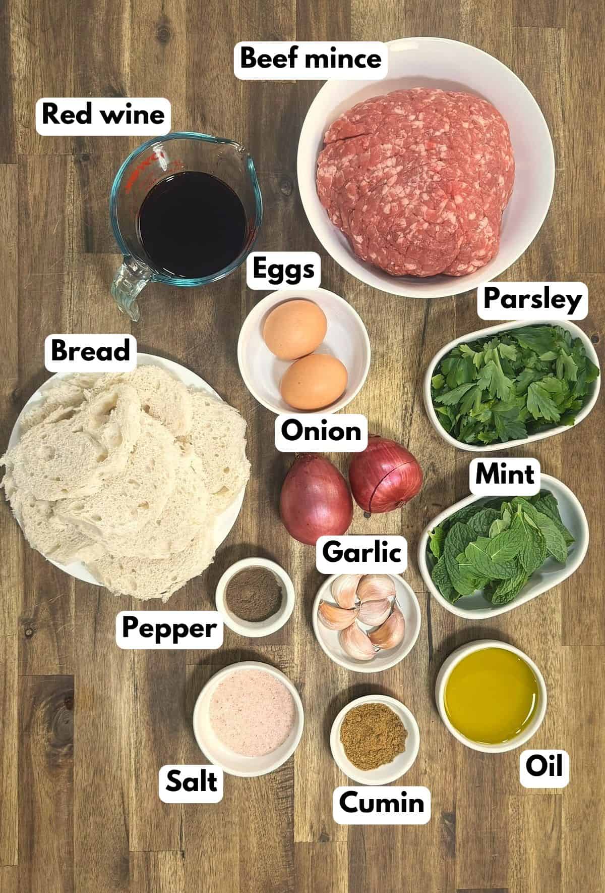 ingredients to make the meatballs