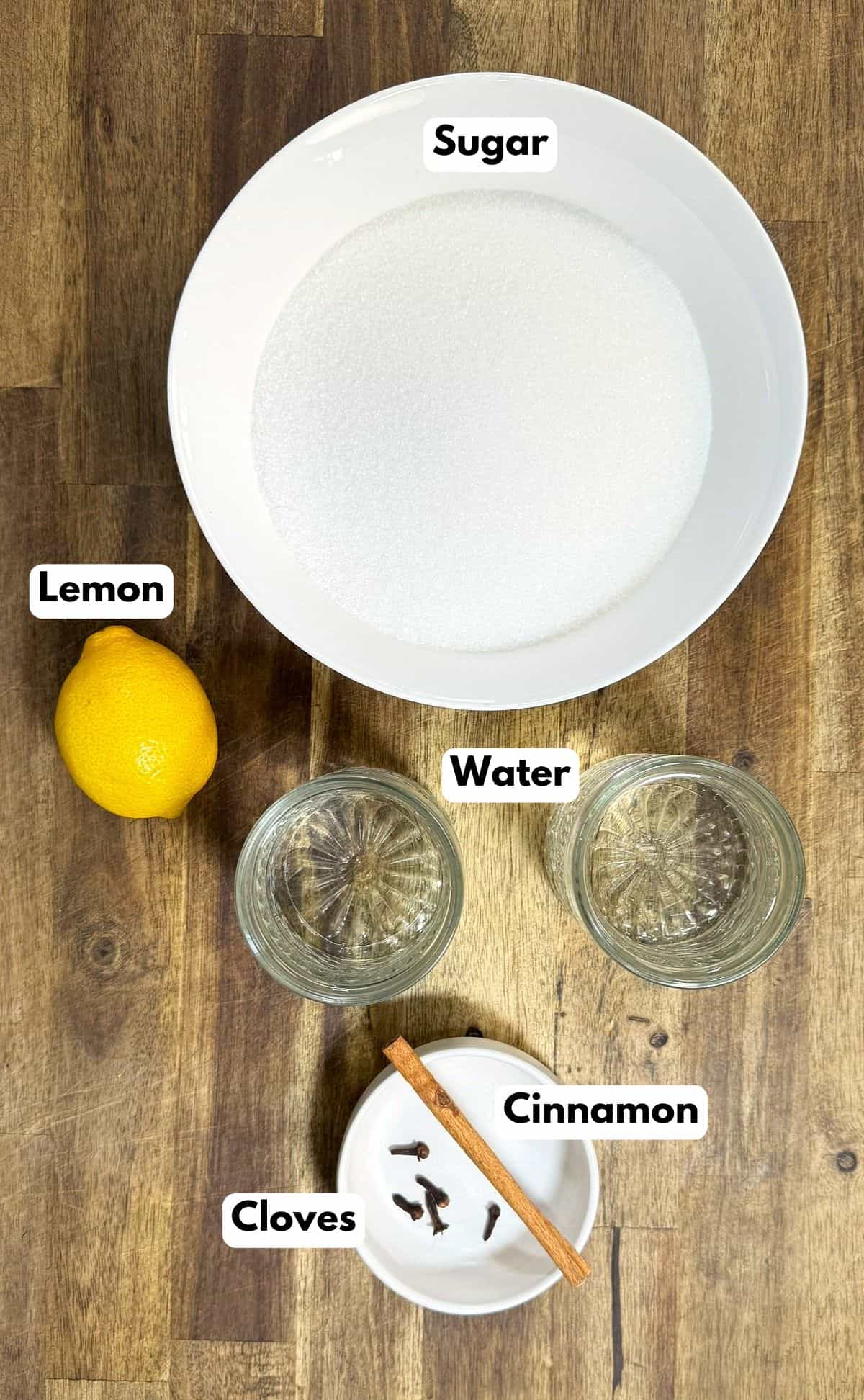 ingredients to make the syrup